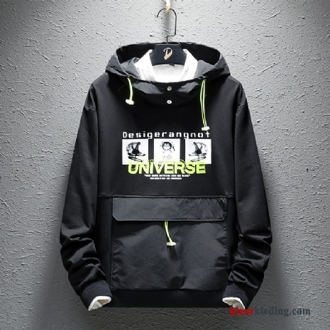 Heren Trendy Merk Losse Nieuw Mooi Jeugd Hoodie Pullover Zwart