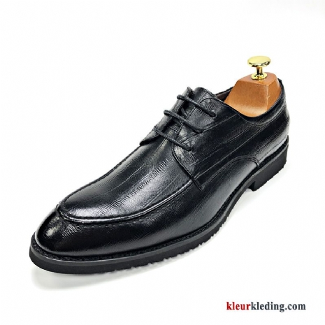 Heren Vintage Schoenen Mannen Leren Schoenen Bedrijf Punt Brits Jeugd Zwart