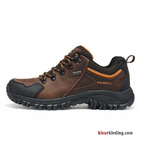 Heren Wandelschoenen Ademende Winter Leer Bruin Outdoor Slijtvastheid Waterdicht