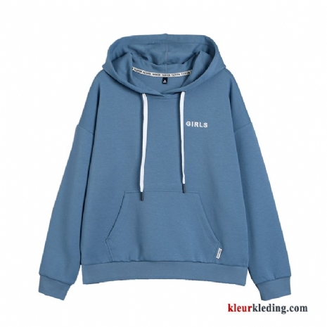 Herfst Voorjaar Dames Hoodie Trend Blauw Jasje Losse