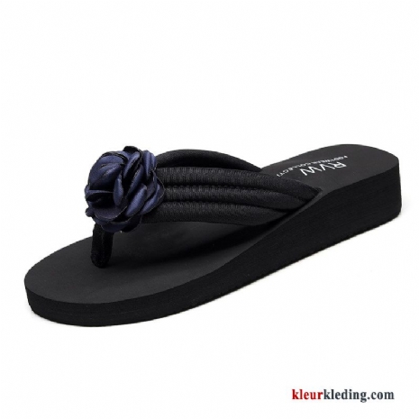 Hoge Hakken Groot Antislip Bloemen Vrouwen Slipper Zomer Mode Dames