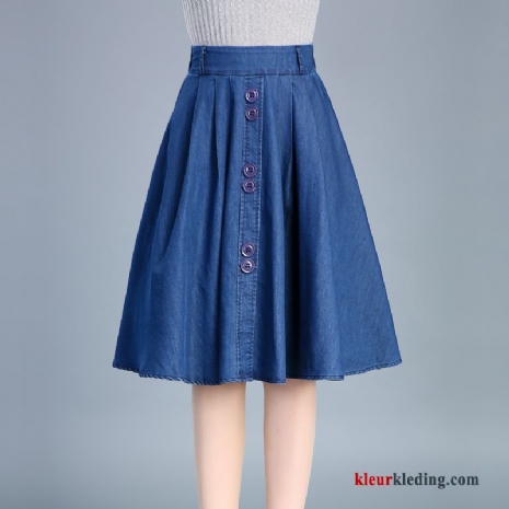 Hoge Taille Herfst Dunne Denim Rok Nieuw Lang Dames