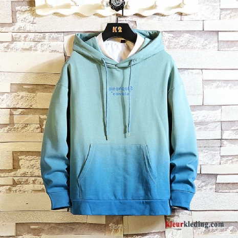 Hoodie Blauw Verloop Herfst Voorjaar Nieuw Losse Trend Dunne Heren