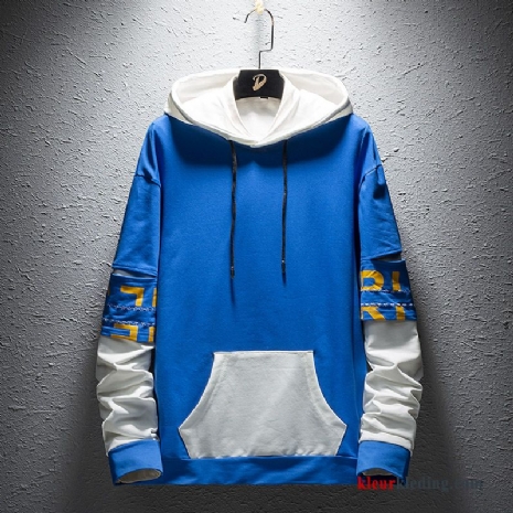 Hoodie Mannelijk Student Mode Pullover Heren Blauw Jasje Trend