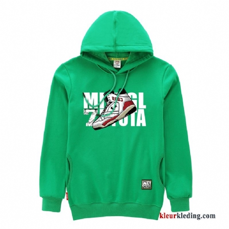 Hoodie Student Pullover Groen Mannelijk Herfst Sport Nieuw Trendy Merk Heren