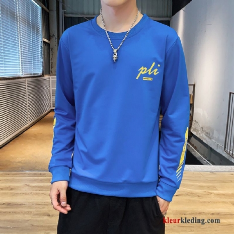 Hoodie T-shirt Lange Mouw Jasje Blauw Lange Mouwen Trend Heren Herfst