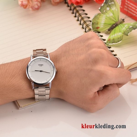 Horloge Lovers Heren Trend Eenvoudig Vintage Dames Mode Student Zilver