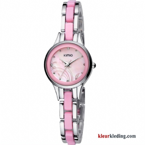 Horloge Trend Roze Gemiddelde Casual Mode Student Armbanden Dames Gouden Beige