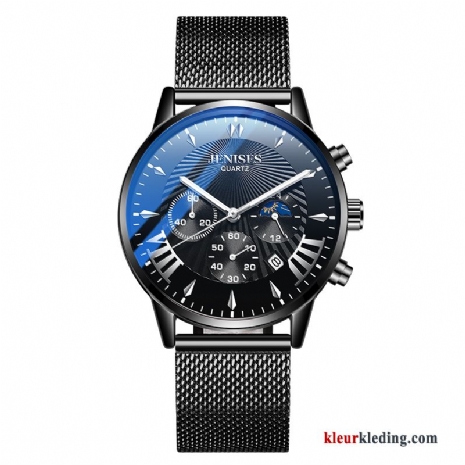 Horloge Trend Student Heren Automatisch Mode Mesh 2019 Nieuw Blauw Zwart Zilver