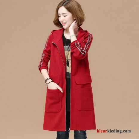 Jack Lang Nieuw Zak Dames Casual Herfst Trenchcoat Rood