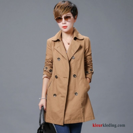 Jack Trenchcoat Herfst Losse Khaki Blauw Voorjaar Lang Jas Dames