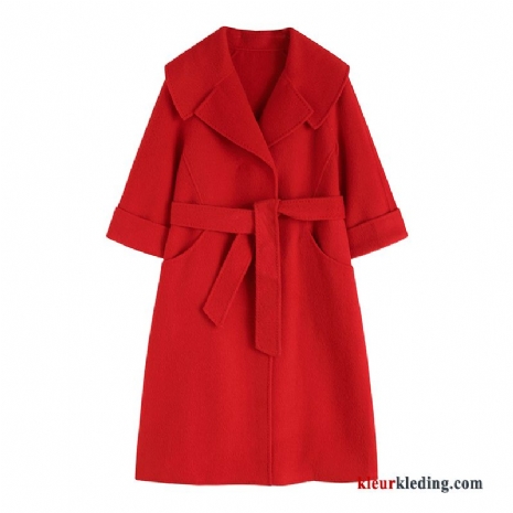 Jas Omkeerbaar Rood Groot Wol Overjas Nieuw Mode Dames
