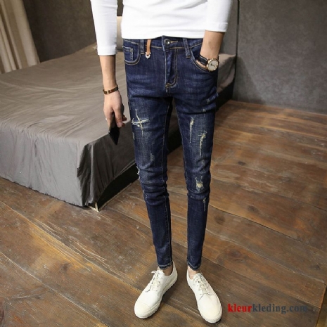 Jeugd Herfst Trend Slim Fit Mode Spijkerbroek Jeans Heren Blauw