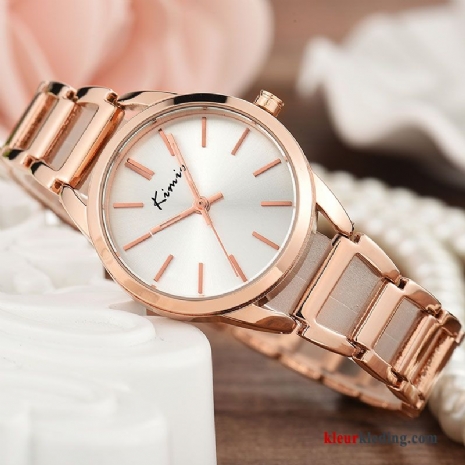 Kant Mode Quartz Horloge Dames Armbanden Groot Eenvoudig Gouden Beige