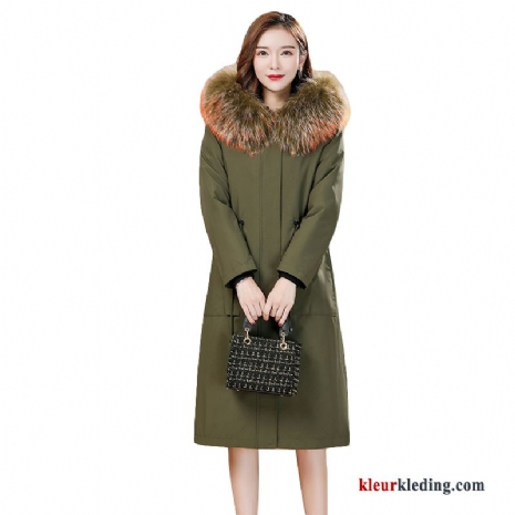 Katoenen Jas Nieuw Dames Hoodie Dunne Winter Kleding Groen Trenchcoat Herfst