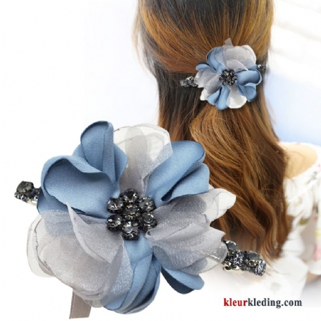 Kleurrijk Eenvoudig Haaraccessoires Veerklemmen Geruit Bloemen Strass Haarspeld Dames Blauw