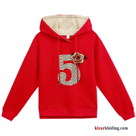 Kort Trend Herfst Mode Comfortabele Hoodie Rood Nieuw Dames