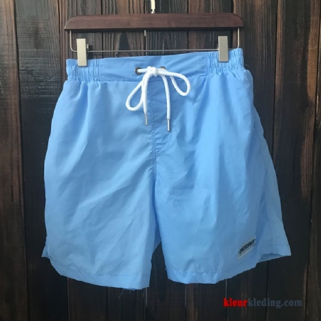 Korte Broek Geschiktheid Effen Kleur Losse Strand Heren Sport Riem Blauw