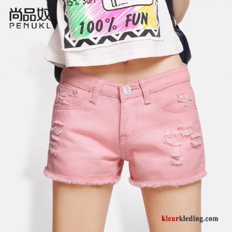 Korte Broek Student Roze Grote Maten Zomer Denim Wit Dunne Dames