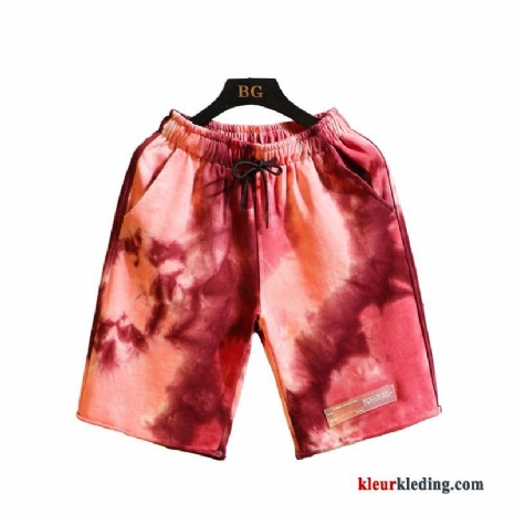 Korte Broek Trendy Merk Heren Rood Patroon Strand Losse Camouflage