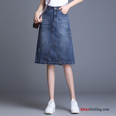 Lang Hoge Taille Dames Rok Denim Zomer Voorjaar Verbinding