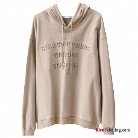 Lange Mouwen Hoodie Trend Casual Khaki Letter Herfst Dames