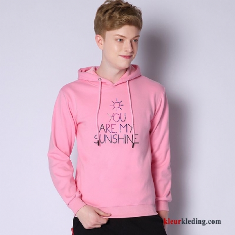 Lange Mouwen Losse Jas Hoodie Pullover Lovers Mannelijk Roze Heren