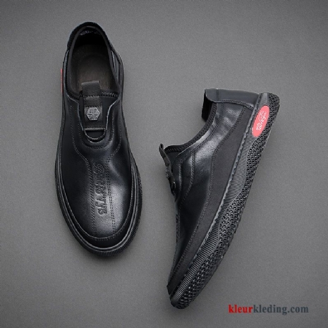 Leren Schoenen Comfortabele Casual Slip On Mode Mannen Trend Schoenen Mocassin Heren Zwart