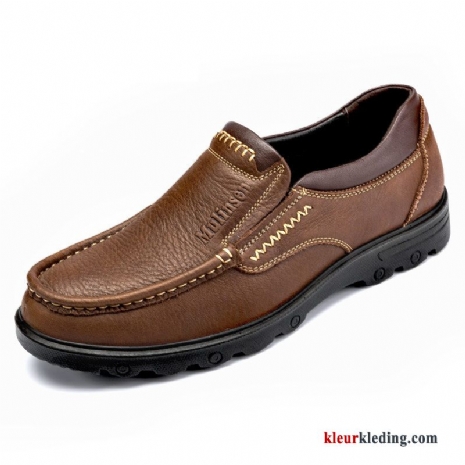 Leren Schoenen Mannen Houten Bedrijf Slip On Bruin Pumps Echt Leer Casual Heren Zwart