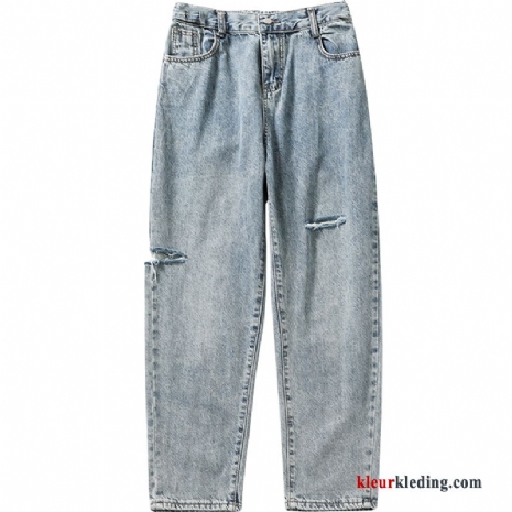 Losse Super Heren Trendy Merk Broek Spijkerbroek Jeans Blauw Rechtdoor