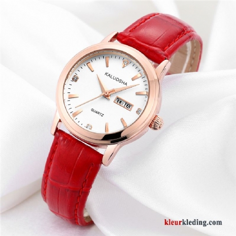 Lovers Horloge Dun Heren Dames Waterdicht Mode Nieuw Rood