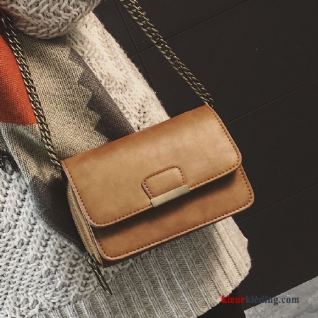 Messenger Tas Alle Wedstrijden Mini Vintage Nieuw Schoudertas Ketting Mode Dames Bruine