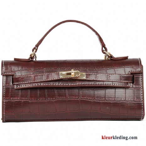 Messenger Tas Krokodillenleer Vintage Mode Ketting Nieuw Handtas Dames Rood Bruine