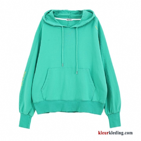 Met Capuchon Voorjaar Hoodie Nieuw Pullover Groen Mode Trend Dames