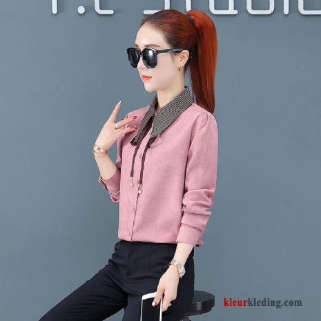 Mini Jasje Roze Ontwerp Mode Elegante Blouse Overhemd Dames