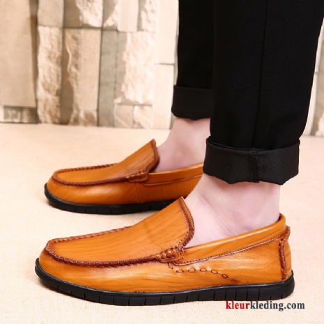 Mocassins Bruin Bootschoenen Mannen Trend Leren Schoenen Casual Mocassin Slip On Heren Geel