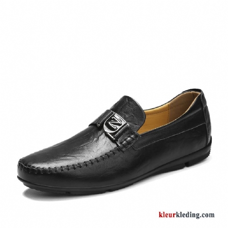 Mocassins Casual Mocassin Bootschoenen Slip On Leren Schoenen Mannen Echt Leer Alle Wedstrijden Heren Zwart