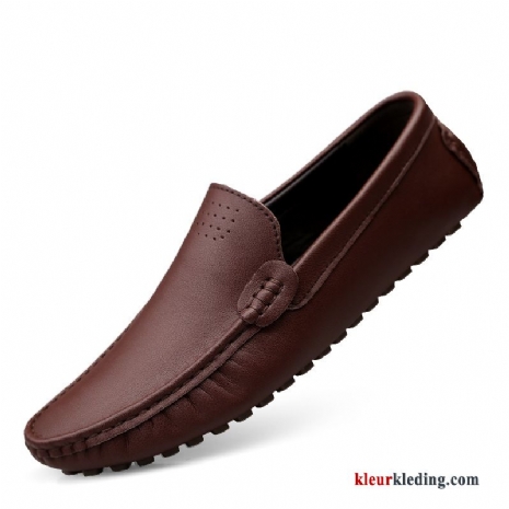 Mocassins Echt Leer Trend Bruin Casual Leren Schoenen Ademende Zomer Zachte Zolen Heren