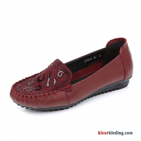 Mocassins Grote Maten Zachte Zolen Schoenen Plat Herfst Pumps Leer Vrouwen Dames Rood