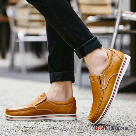 Mocassins Loafers Warm Casual Leren Schoenen Katoen Jeugd Pumps Grote Maten Heren Geel Bruine