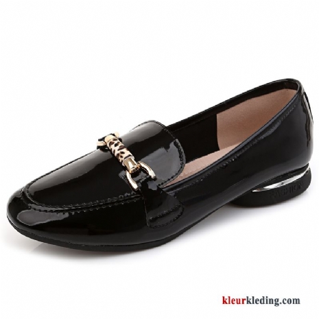 Mocassins Pumps Bootschoenen Grote Maten Plat Vrouwen Echt Leer Herfst Loafers Dames Zwart