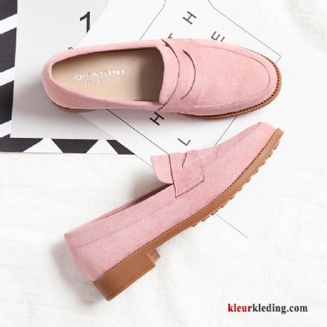 Mocassins Slip On Vrouwen Loafers Bootschoenen Vier Seizoenen Pumps Brits Herfst Dames Roze