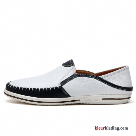 Mocassins Slip On Zachte Zolen Schoenen Leren Schoenen Leer Loafers Echt Leer Mocassin Heren Wit