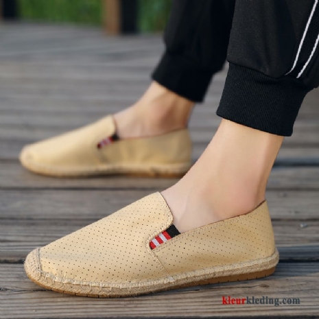 Mocassins Trend Ademende Alle Wedstrijden Bootschoenen Canvas Mannen Zomer Mode Heren Beige