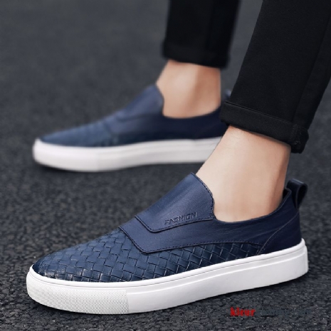 Mocassins Trend Alle Wedstrijden Schoenen Loafers Echt Leer Donker Mocassin Skateboard Schoenen Heren Blauw