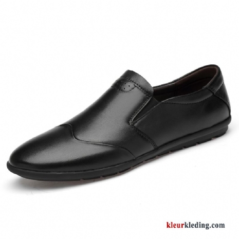 Mocassins Trend Echt Leer Schoenen Mannen Casual Bootschoenen Leren Schoenen Slip On Heren Zwart