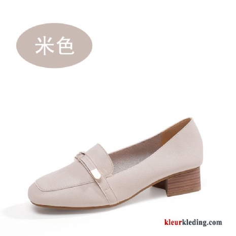 Mocassins Vrouwen Plat Dikke Zool Bootschoenen Licht Pumps Zachte Zolen Dames Beige