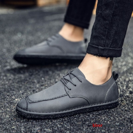 Mocassins Zachte Zolen Alle Wedstrijden Trend Leren Schoenen Mannen Brits Bedrijf Casual Heren Grijs