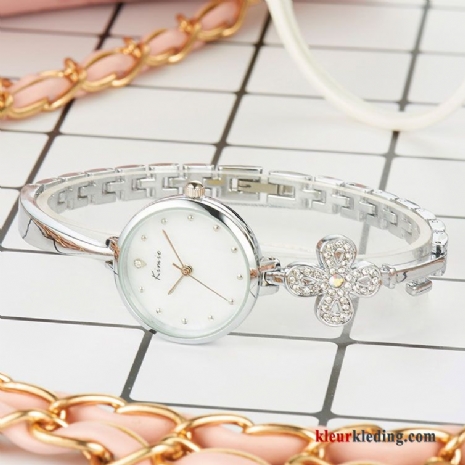 Mode Armbanden Trend Dames Horloge Casual Strass Eenvoudig Wit Zilver