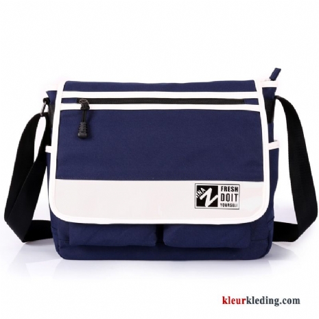 Mode Gemiddelde Groot Messenger Tas Schoudertas De Middelbare School Schooltas Student Heren Blauw